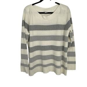 Market & Spruce Summer Sweater Women size XXL White Blue Striped Pullover